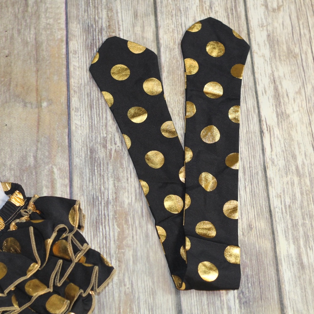 Gold Dot Outfit Infant Ruffle Bodysuit Set - Picture 8 of 8